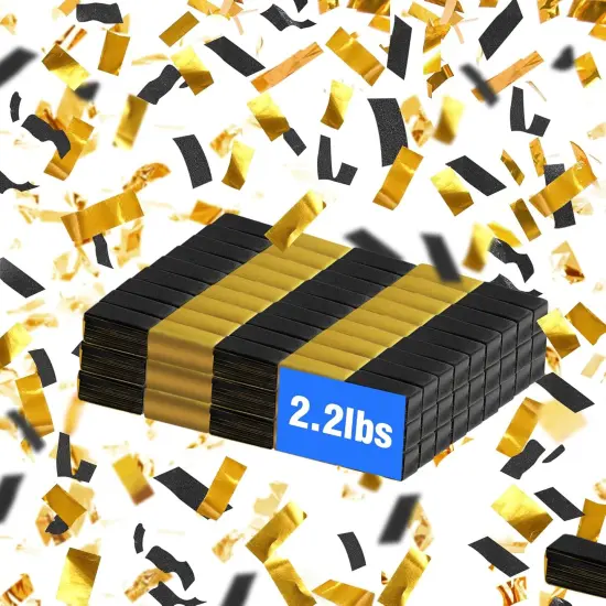 BLACK & GOLD Confetti Paper - BULK 2.2lbs | 1kg, Biodegradable Tissue Paper, Rainbow Light Weight, Non-Staining Paper, for Events, Crafts, Decorations {1}