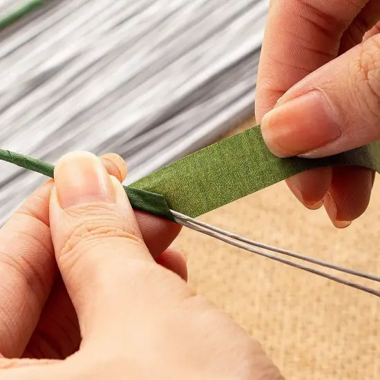 300 Pieces White 22 Gauge Floral Wire Stems for DIY Crafts, Artificial Flower Arrangements (16 In) {3}