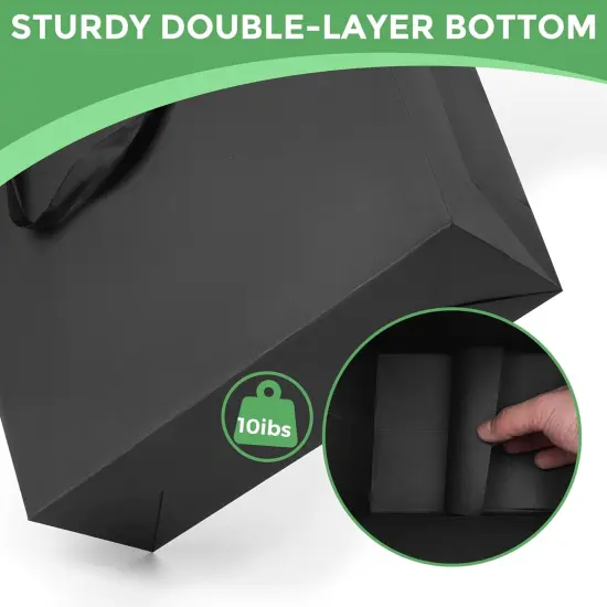 Black Gift Bags With Handles: 12.5x4.5x11 Inch 6pcs Large Paper Bags Bulk For Party Shopping Wedding Birthday {3}