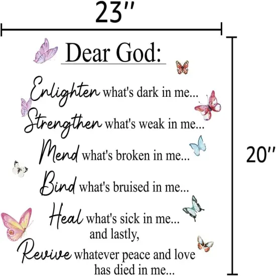 Inspirational Quotes Vinyl Wall Decal Stickers Dear God Enlighten What's Dark in Me, for Bedroom, Living Room, Motivational Uplifting Quotes Vinyl Decal, Motivational Saying Wall Quote (23''&times;20'') {2}