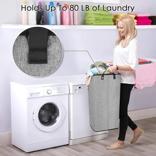 Large Laundry Hamper, Collapsible Laundry Basket with Sturdy Handles, Tall Hamper Bin for Home Organization, Clothes Basket for Dorm Apartments, Dirty Clothes Organizer with 80 L Capacity {3}