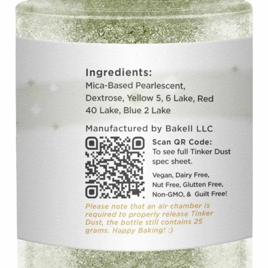 Bakell - Soft Olive Tinker Dust Edible Glitter (25g, 1x Spray Pump) for Food, Desserts, and Beverages! {6}