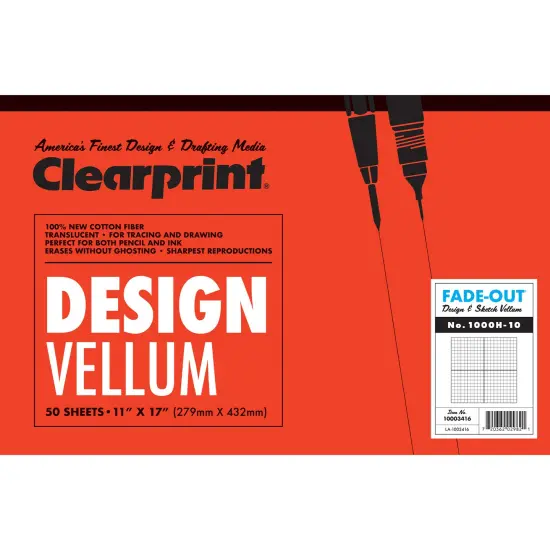 Clearprint 1000H Design Vellum Pad with Fade-Out Grid, 16 lb., 100% Cotton, 50 Sheets/Pad {1}