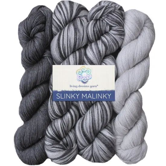 Slinky Malinky Superwash Merino Sock Yarn with Tencel - Silky & Strong. Pacific Northwest Hand Dyed. Fingering Weight #1. Mysty 4 pack {1}