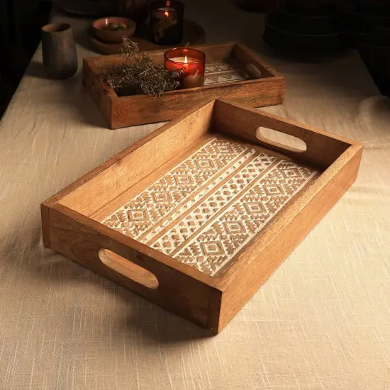 Handcrafted Mango Wood D&eacute;cor & Serving Keaton Tray - 18" x 12" x 2.5" {2}