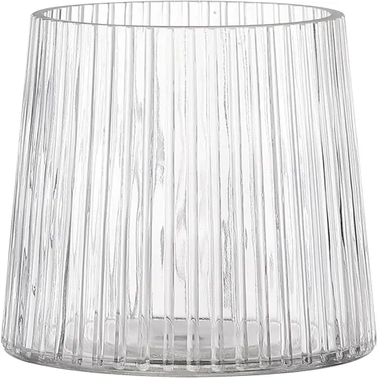 Clear Glass Vase for Flower, Glass Flower Vase, Flower Vase for Bouquet, Modern Glass Vase, Ribbed Glass Vase for Living Room, Bedroom, Dining Table, Office, Wedding, Centerpieces, 8 Inches {1}