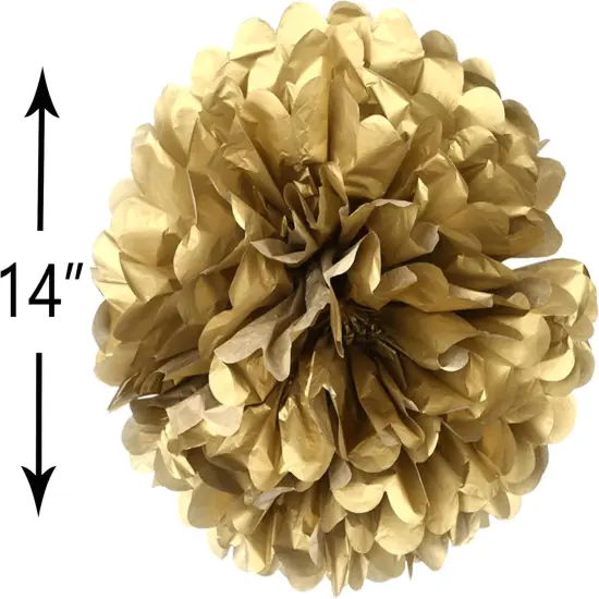 14" Red and Gold Tissue Pom Poms Kit DIY Decorative Paper Flowers Ball for Christmas New Years Eve Party Wedding Baby Shower Graduation Birthday Party Home Outdoor Hanging Decorations, Pack of 10 {4}