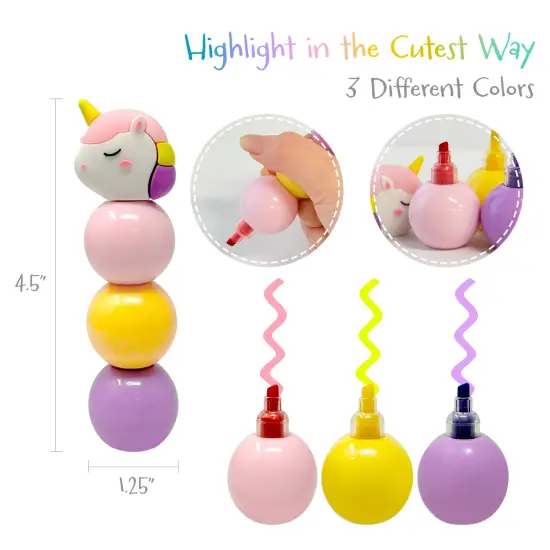 Wrapables Mini Stackable Highlighters, Cute Multi-color Markers, Unicorn {2}