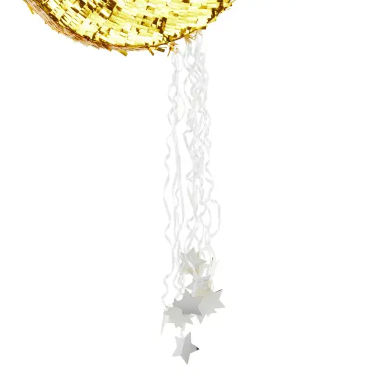 Gold Foil Moon Pinata with Pull Strings for Birthday Party, Twinkle Twinkle Little Star Gender Reveal Party Decorations (16.5 x 11 x 3 In) Yellow {3}