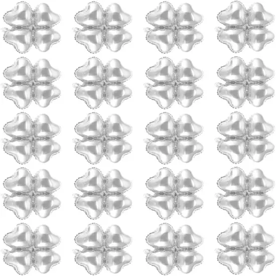 50Pcs Clover Decorations Foil Mylar Latex Aluminum Film Helium Balloons Props Green Hanging Balloon(Silver) {1}