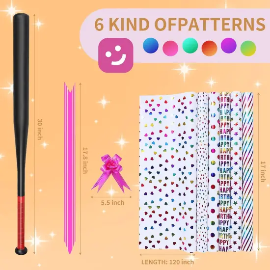 Birthday Wrapping Paper Roll - Iridescent Gift Wrapping Paper 6 Rolls - 17 inch x 120 inch {2}