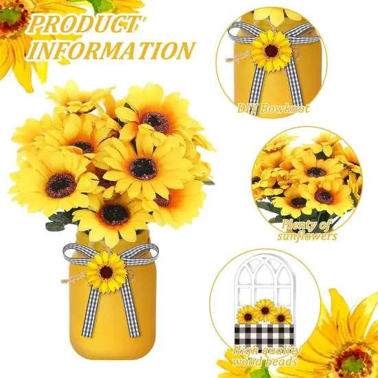 12 Sets Sunflower Mason Jar Centerpiece {4}