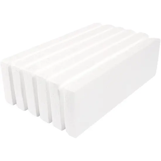 6 Pack White Foam Sheets 1 Inch Thick, Polystyrene Rectangle Blocks for DIY Crafts, Art Supplies, Packing (12x4 Inches) {6}