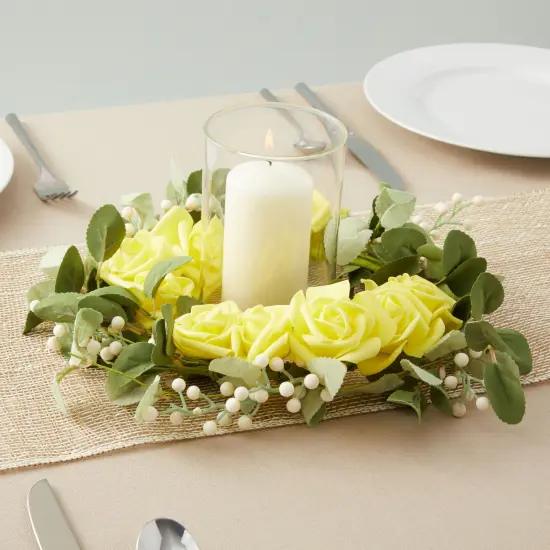 100 Pack 3-Inch Stemless Yellow Roses, Artificial Flowers for Decoration, Wall Art, Wedding, Valentine's {6}