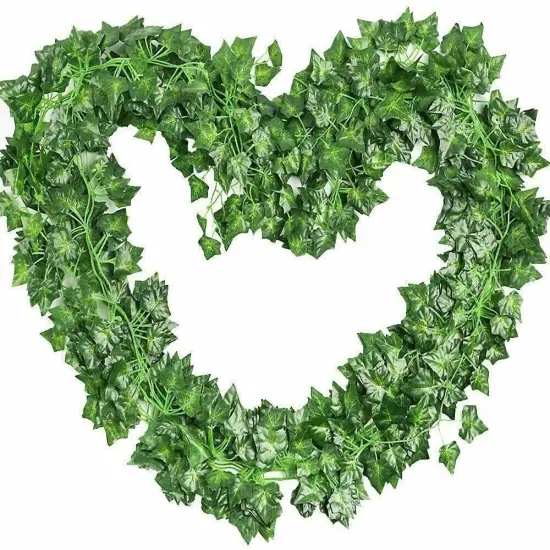 12 Pack Artificial Hanging Ivy Vine Garland - 6.9ft Silk Fake Plants for Home, Garden, Wedding Decor (72 Leaves/Vine, Weatherproof) {2}