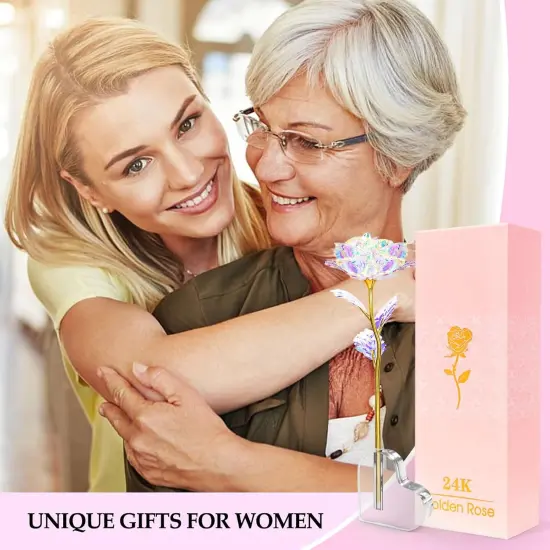 Gifts for Women Galaxy Rose Glass Flowers with Heart-Shaped Base Eternal Roses Forever Flowers Mothers Day Birthday Gifts for Women, Mom, Wife, Sister, Daughters, Kids {3}