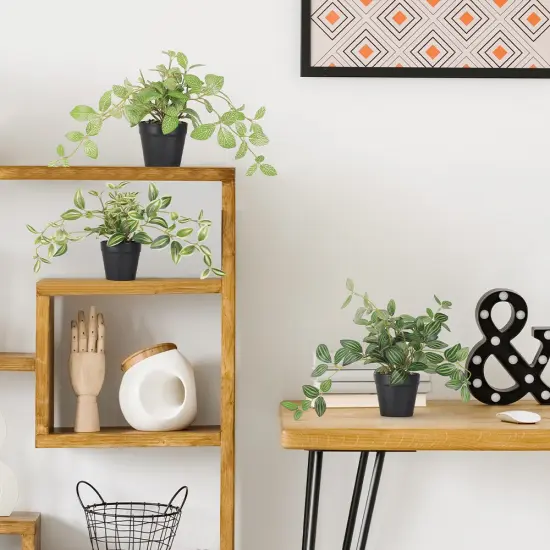 3 Packs Fake Plants Indoor with Black Plastic Pot - Realistic Artificial Potted Plants for Home, Office, Bathroom, Desk, Shelf, Living Room & Bathroom D&eacute;cor {4}