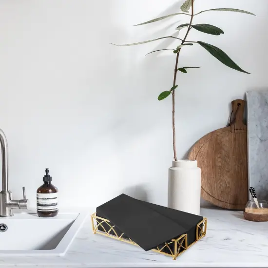 100 Pack Linen Like Black Napkins - Disposable Guest Paper Napkins and Hand Towels for Bathroom, Soft Absorbent Everyday Dinner Kitchen Party Wedding Cocktail {3}