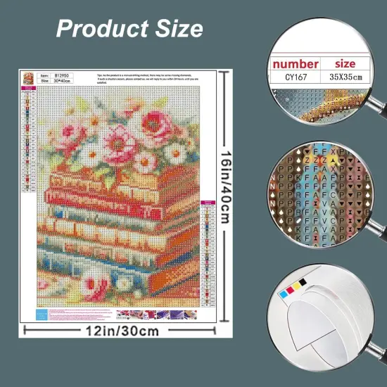 Books Diamond Art Kits DIY Daisy Diamond Painting Kits for Beginners Adults 5D Round Full Drill Diamond Painting Kits for Adults for Home Wall Decoration Gift 12&times;16 inch. {3}