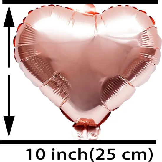 Rose Gold Heart Foil Mylar Balloons - Valentines Day Party Wedding Bachelorette Anniversary Birthday Bridal Shower Party Favors Balloons Decorations, 50pc {2}