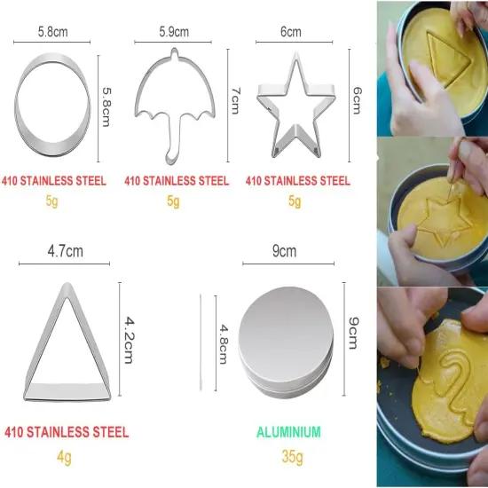 Biscuits Sugar Pie Korean Sugar Candy Making Tools Set DALGONA Kit (18pcs in 1set), Mold, Press Stainless Steel {4}