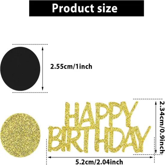 Happy Birthday Party Confetti for Table Glitter Black and Gold Birthday Table Confetti,Sprinkling Scatter Circle Dots Birthday Confetti Paper for Birthday Party Table Confetti Decorations (100 PCS) {1}