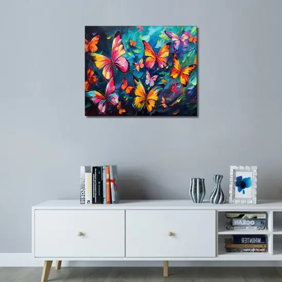 Abstract Paint by Numbers Kit for Adults, Butterflies Theme, 16x20 Inch Frameless Canvas with Acrylic Pigment and Paintbrushes, All Ages, Unisex, Non-Foldable {4}