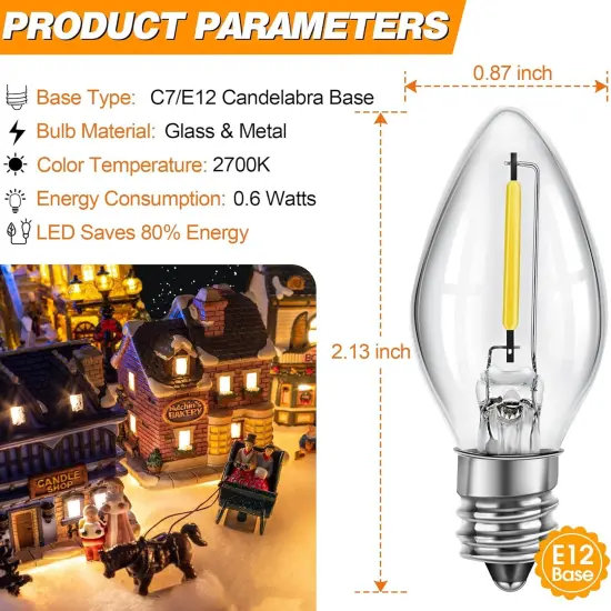 3 Pack Accessory Cord with 6 LED Light Bulb, 11.5 ft Christmas Village Light with ON/Off Switch Plugs and Spare Fuse, Blow Mold Light for Christmas Village House Halloween Pumpkin Crafts Decor {2}