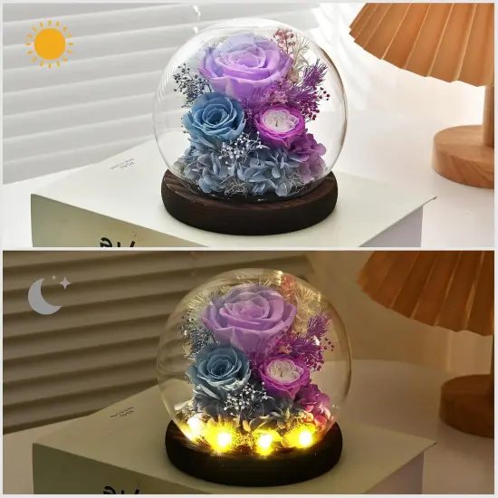 Gifts for Women, Flowers Delivery Prime, Roses in Glass Dome with LED Light - Gifts for Mom Grandma Her Girlfriend Wife {2}