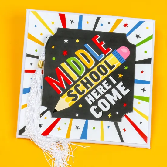 Big Dot of Happiness Middle School Here I Come - Elementary Graduation Cap Decorations Kit - Grad Cap Cover {3}