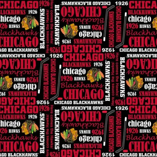 NHL Licensed Chicago Blackhawks 1138-BLK Cotton Fabric by the Yard {1}