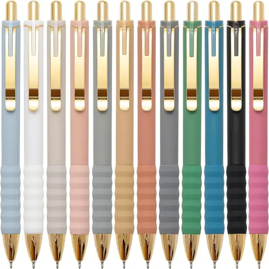 Ballpoint Pens Black Ink Ball Point Pen with Super Soft Grip Medium Point 1.0mm Office Pens (Gold 12-count) {1}