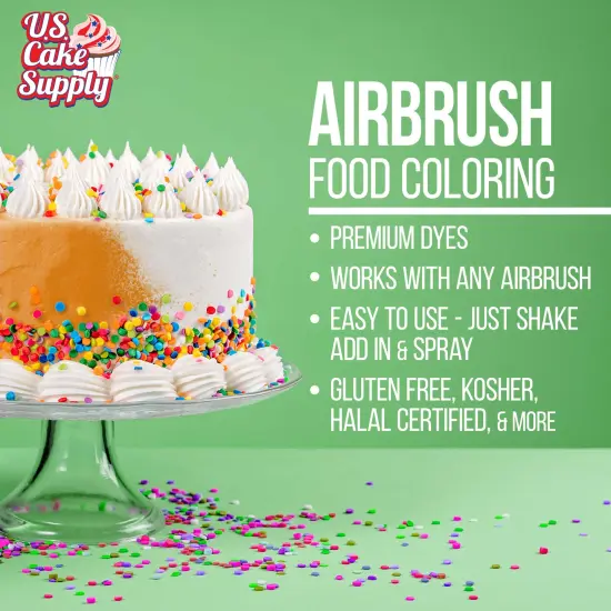 2-Ounce 12-Color Airbrush Cake Color Kit with USA Color Mixing Wheel {6}