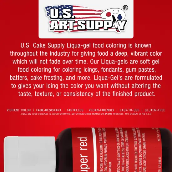 30 Color Food and Slime Coloring Liqua-Gel Ultimate Decorating Kit Primary, Secondary & Neon Colors - Food Grade, 0.75 fl oz (20ml) Bottles, Non-Toxic {3}