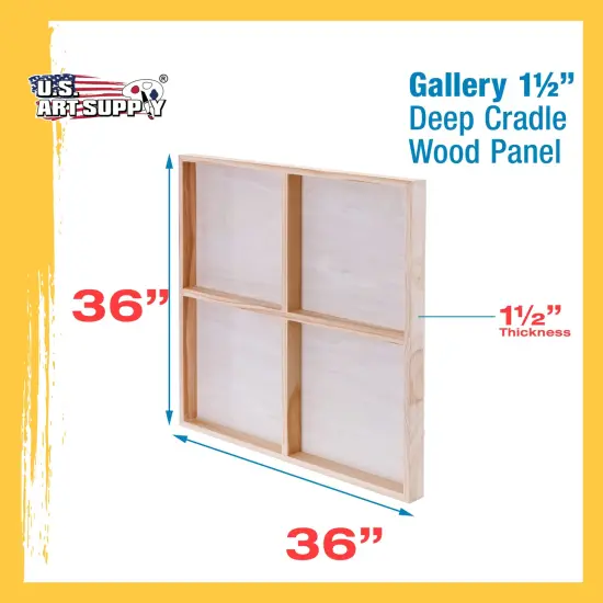 Unfinished Cradled Wood Panels for Painting, 2 Pack of 36x36 inch - Gallery Birch Wooden Canvas Boards 1-1/2" Deep - Mixed-Media Craft, Acrylic, Oil, Encaustic, Paint Pouring {3}