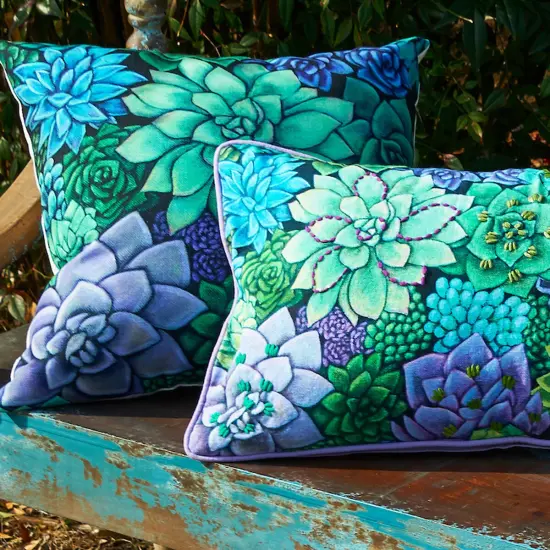 Succulent Garden Printed & Embellished Throw Pillow, 12" x 24" {4}