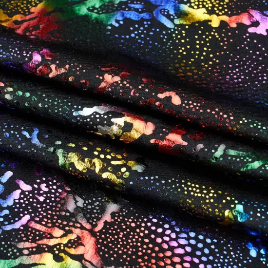 1 Yard 36" x 60" Metallic Reef Hologram Spandex Fabric 270 gsm Black/Turq {7}