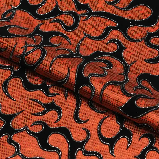 1 Yard 36" x 60" Flame Flocked Hologram Spandex Fabric 270 gsm Fuchsia {6}