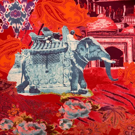 1 Yard Exotic Collage Print Spandex Fabric Swimwear Dancewear Leggings Activewear 58/60 Inches Wide {2}