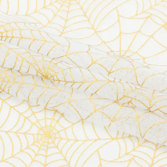 1 Yard 36" x 60" Spiderweb Foiled Mesh Spandex Fabric 100 GSM Black/Gold {4}