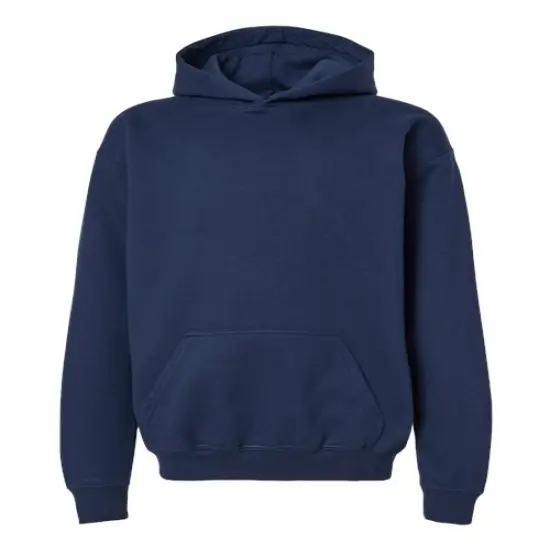 Gildan&reg; Youth Midweight Hooded Turtle Neck Long Sleeve Sweatshirt Navy {1}