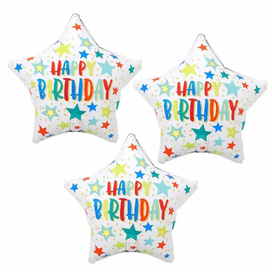 Star-Shaped Happy Birthday 19" Mylar Balloon {2}