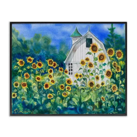 Stupell Industries Tall Sunflowers Country BarnFramed Giclee Art White Frame {7}