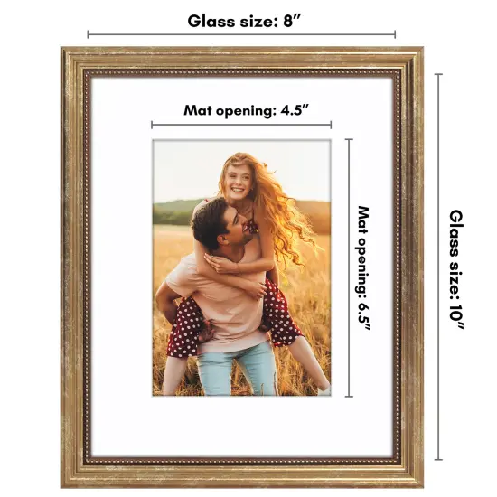 Americanflat Vintage Picture Frame with Mat and Beaded Accents with Shatter Resistant Glass {8}