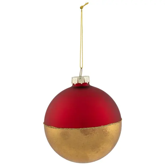 Northlight 3.5" Red and Gold Glass Ball Christmas Ornament {3}