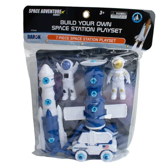 Space Adventure: Build Your Own Space Station Playset - 7pcs, Rocket, Rover, Spacecraft, 2 Astronaut Figures & Construction Tools, NASA Toy, Kids 3+ {4}