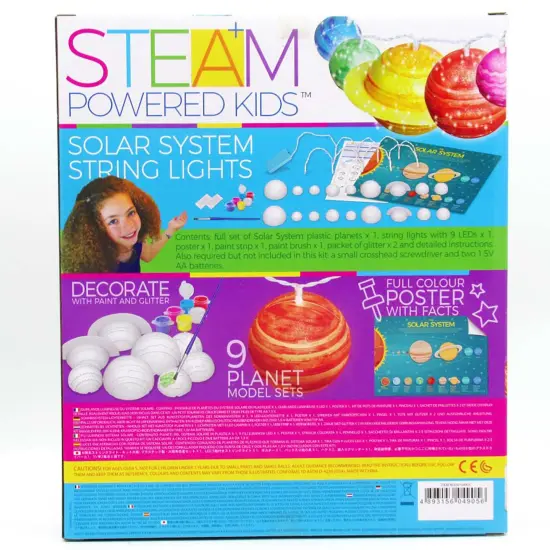 4M: STEAM Powered Kids: Solar System String Lights - Assemble & Paint Your Mini-Planetarium, LED Lights, DIY Outer Space Art & Craft Kit, Kids Ages 5+ {4}