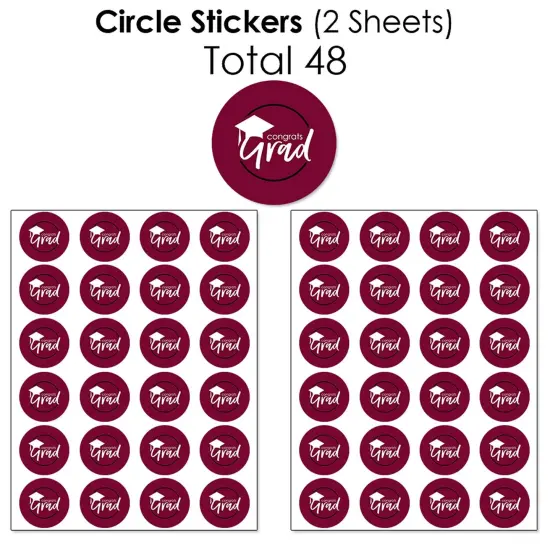 Big Dot of Happiness 2025 Maroon Graduation Party Candy Favor Sticker Kit - 304 Pieces {7}