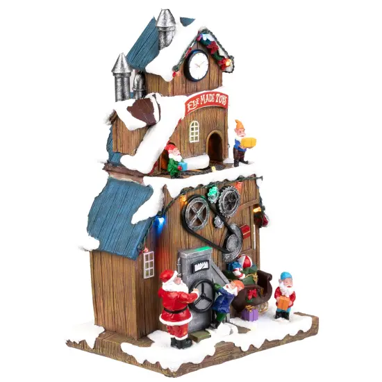 Northlight LED Lighted and Musical Christmas Village Elf Made Toys Shop - 11.5" Multi {4}