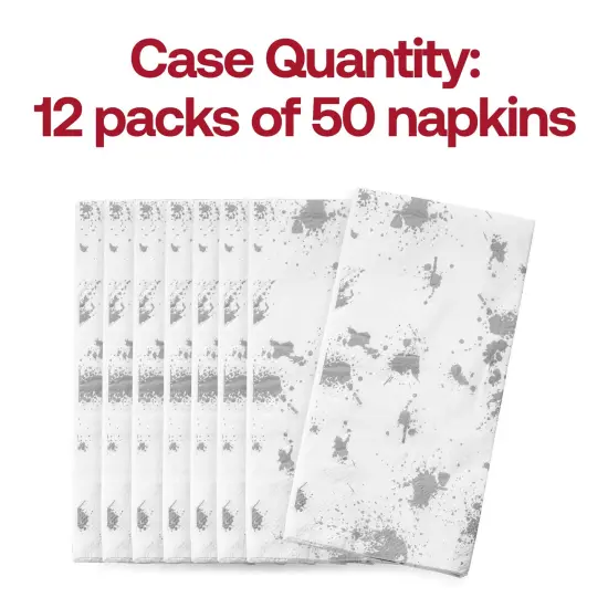 Durable White with Silver Paint Splatter Paper Dinner Napkins (600 Napkins) {5}